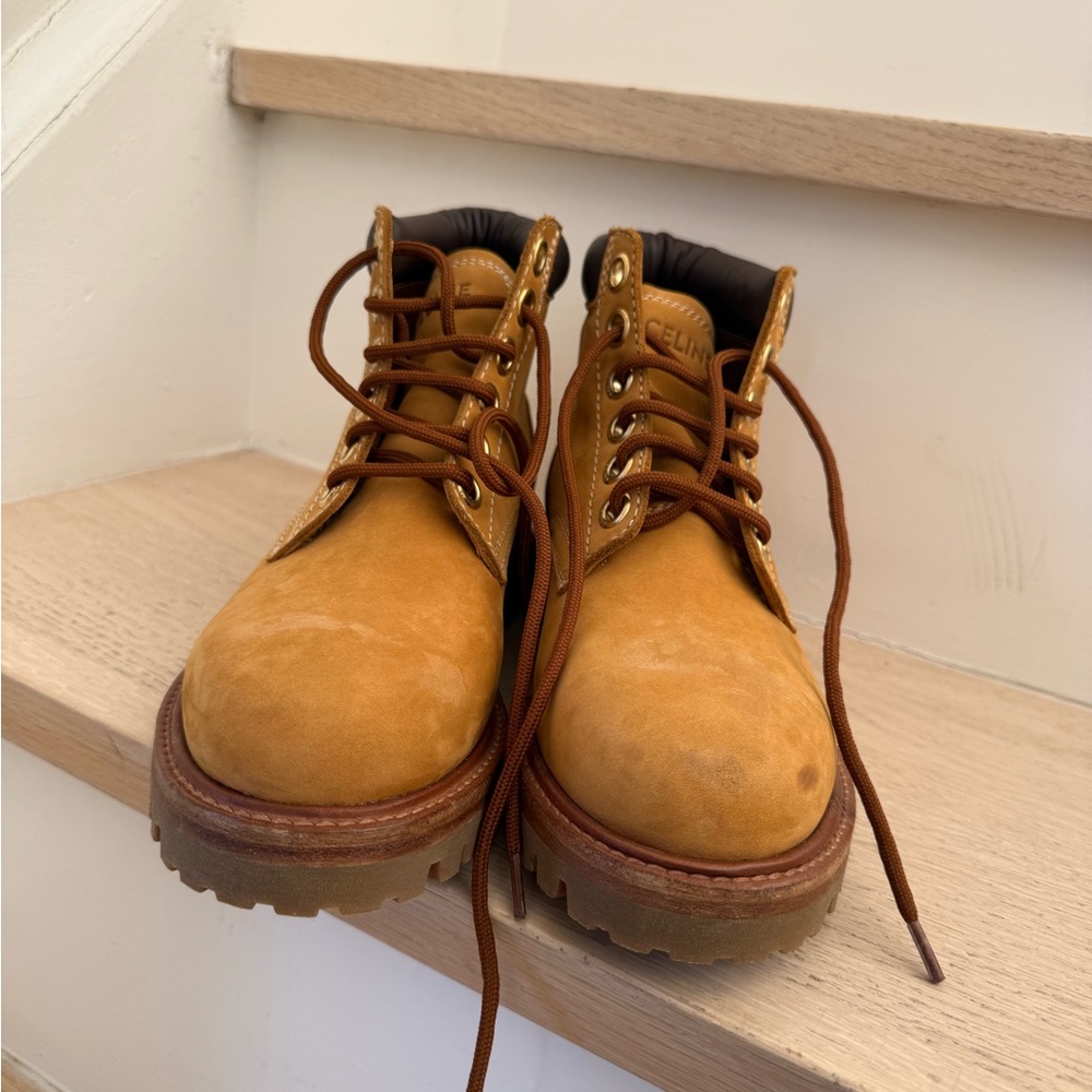 Celine Women’s Brown Leather Lace-Up Boots
